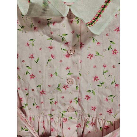 Copper Key Girl's Size 8 VTG Pink Floral Cotton Collared Dress - Picture 7 of 14